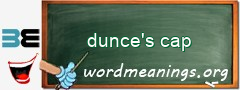 WordMeaning blackboard for dunce's cap